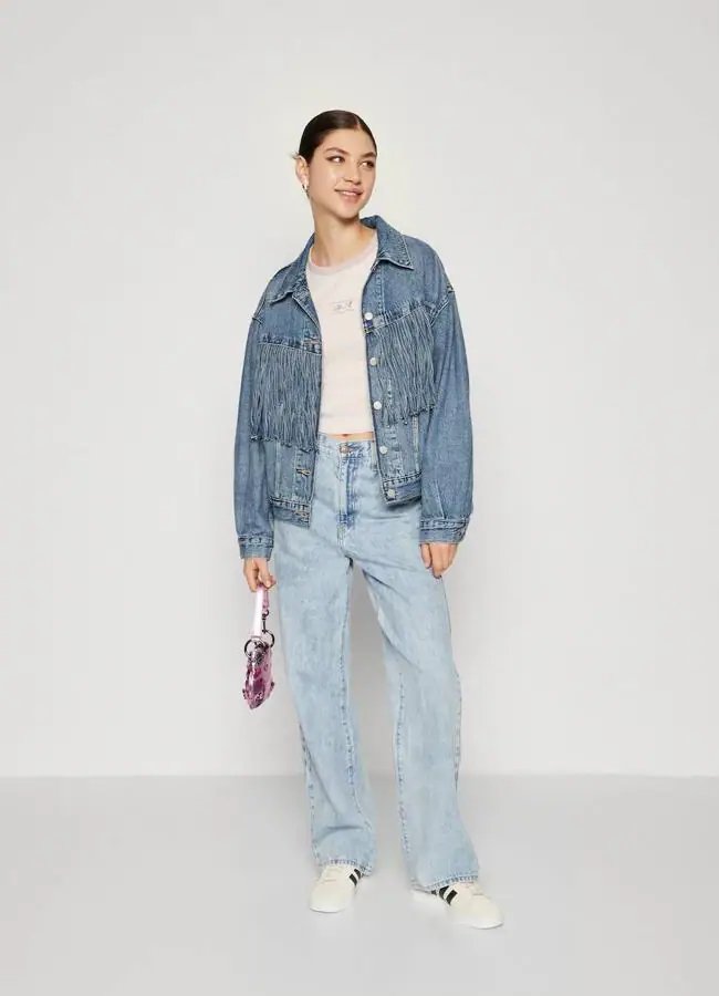 Veste en jean à franges