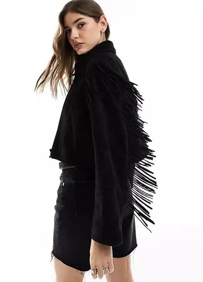 Veste à franges style biker