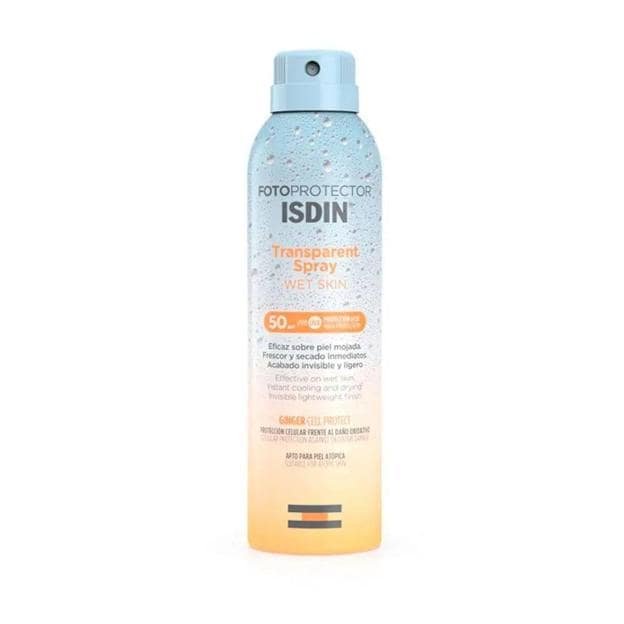 Spray transparent peau mouillée SPF50 d'Isdin