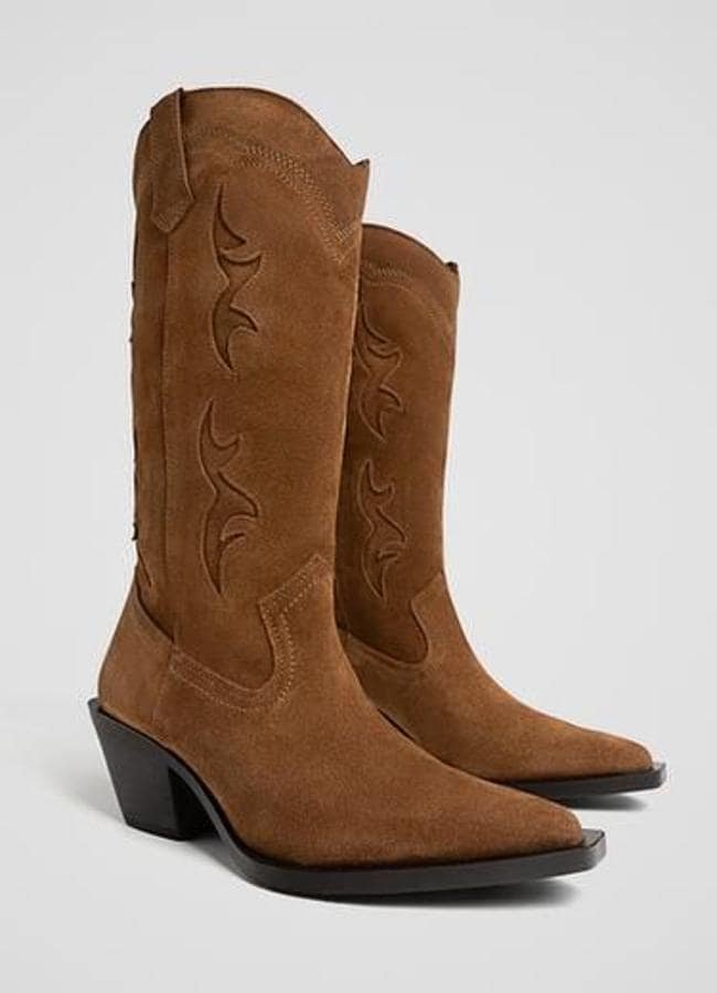 Bottines à talon cowboy en daim