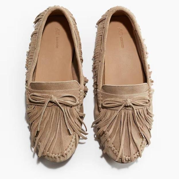 Moccasins en daim avec franges (89,99 €)